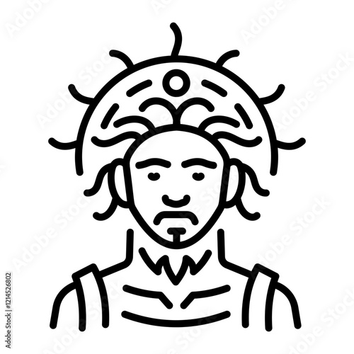 Greek god icon in linear style 