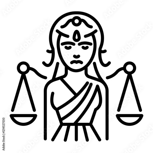Fides goddess icon in linear style 