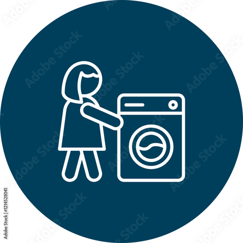 Woman And Laundry Vector Icon Design