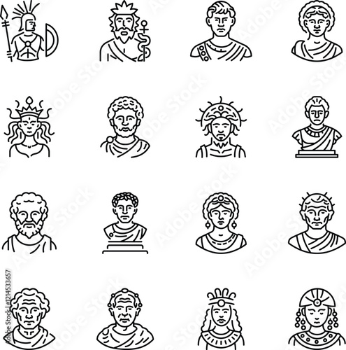 Collection of Roman Character Linear Icons 
