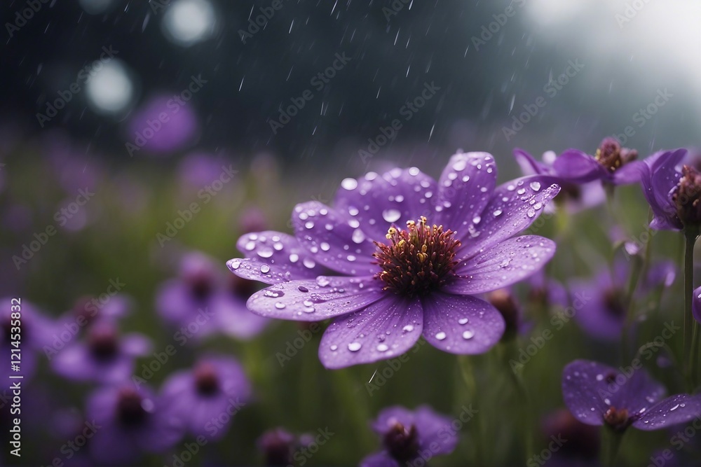 Vibrant Purple Flower in Full Bloom with Soft Petals and Natural Background. Generative AI Vibrant Purple Flower in Full Bloom with Soft Petals and Natural Background. Generative AI