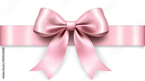 Elegant pink gift box with a satin ribbon bow, centered on a pure white background