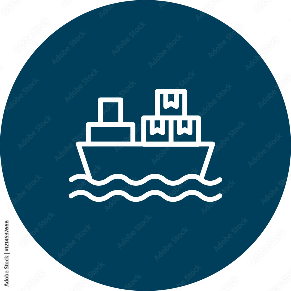 Naklejka premium Cargo Ship Vector Icon Design