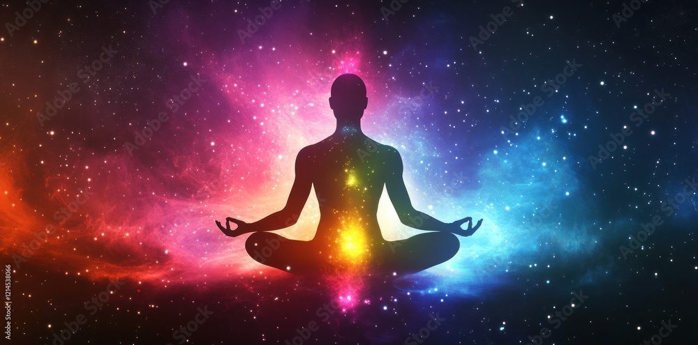 Cosmic Yoga Meditation Silhouette in Nebula Cosmic Yoga Meditation Silhouette in Nebula