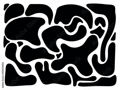 Abstract black blob illustration background. Trendy minimal vector design for presentations, banners, posters and flyers.