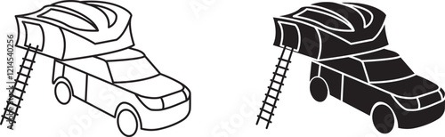 Portable Camping car Tent icon, vector illustration.