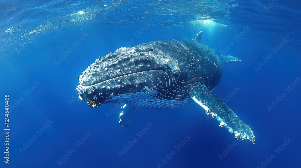 Fototapeta premium Humpback whale underwater in Caribbean