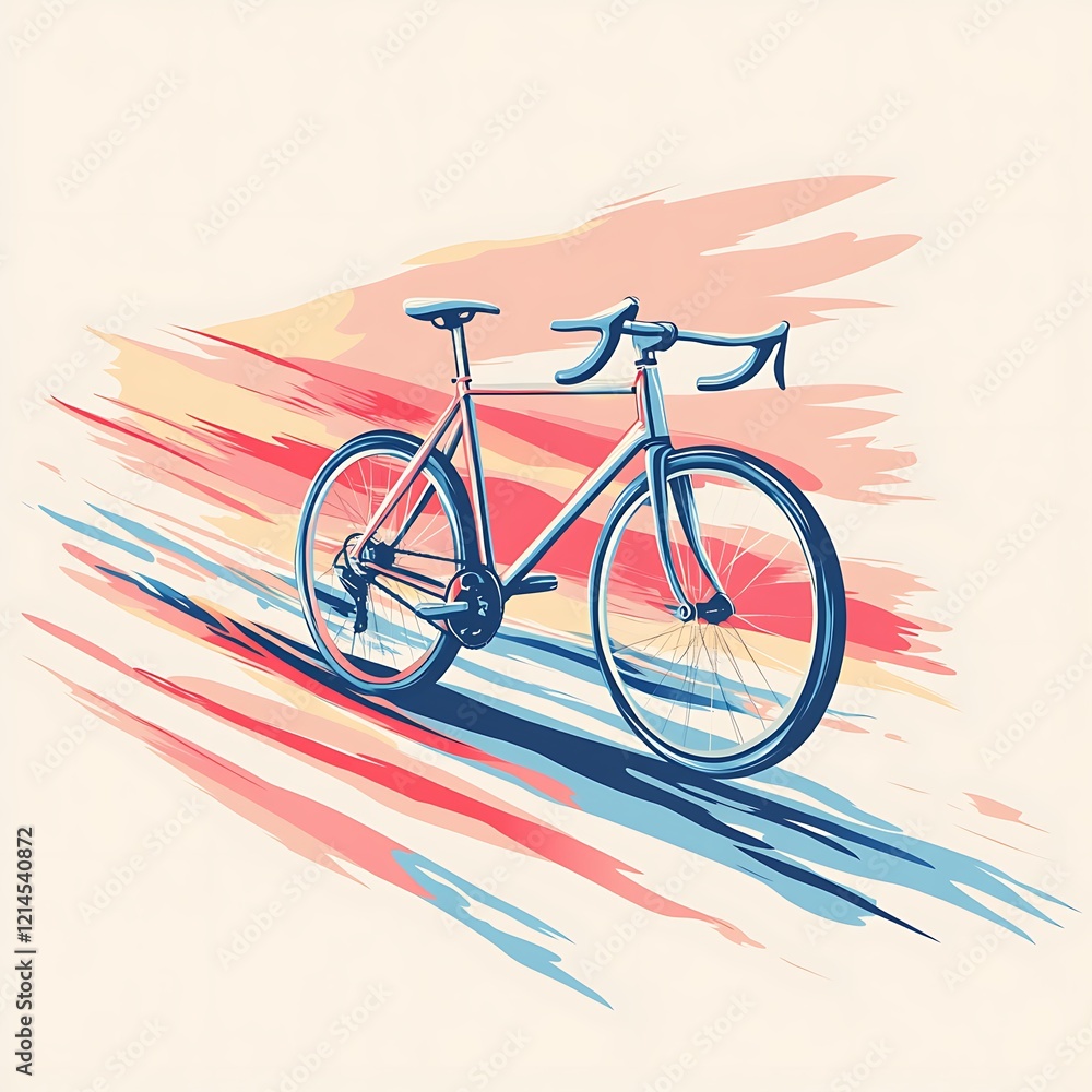 Fototapeta premium Colorful Bicycle Illustration on Abstract Background