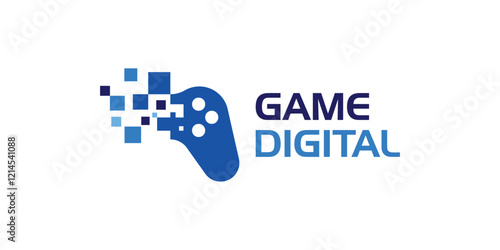 logo design joystick,control,game,digital,pixels,technology modern,simple,symbol,icon,idea,creative.