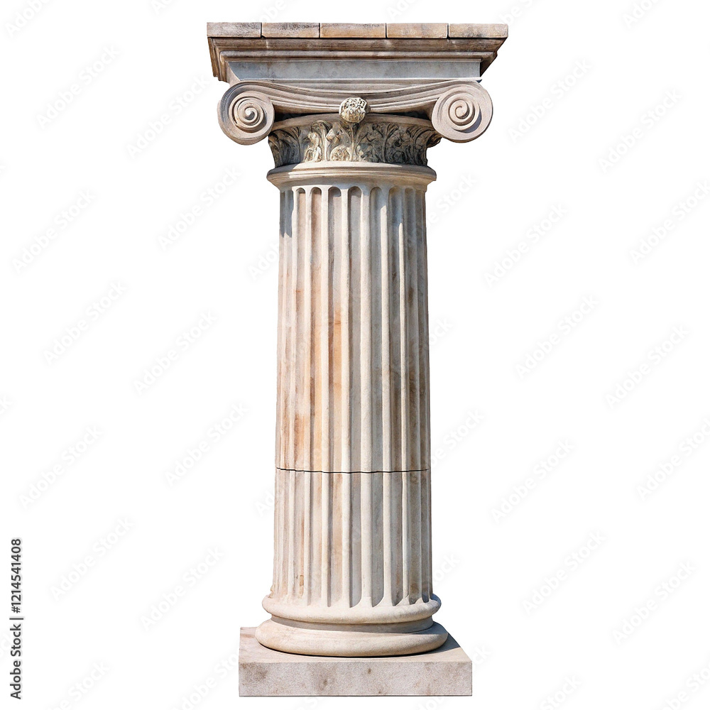 Classical Ionic Column Architectural Element Isolated on White Background Classical Ionic Column Architectural Element Isolated on White Background