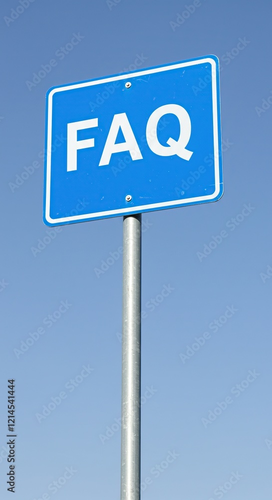 FAQ Sign - Blue Signpost Against a Clear Sky. FAQ Sign - Blue Signpost Against a Clear Sky.
