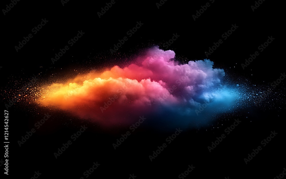 Abstract colorful cloud on black background. Possible use for digital art, design or wallpaper Abstract colorful cloud on black background. Possible use for digital art, design or wallpaper