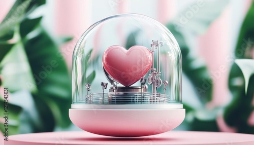 Pastel music box with rotating heart figurine photo