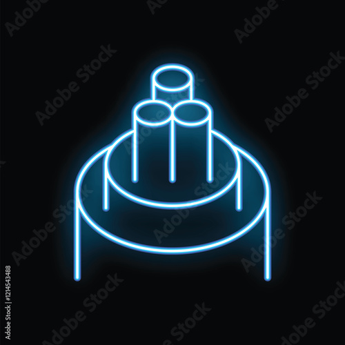 Neon blue glowing fiber optic cable icon on a black background