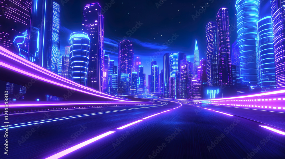 Fototapeta premium Futuristic city night view
