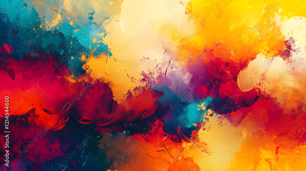 Obraz premium An abstract painting-inspired design with bold, sweeping brushstrokes and splashes of vivid color