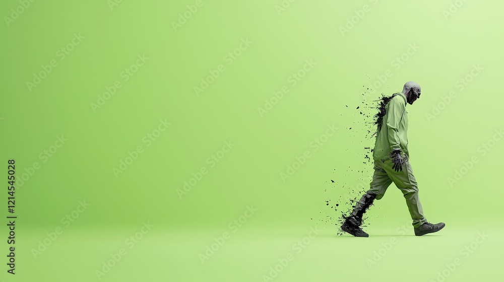 Fototapeta premium Abstract Figure Walking into the Void