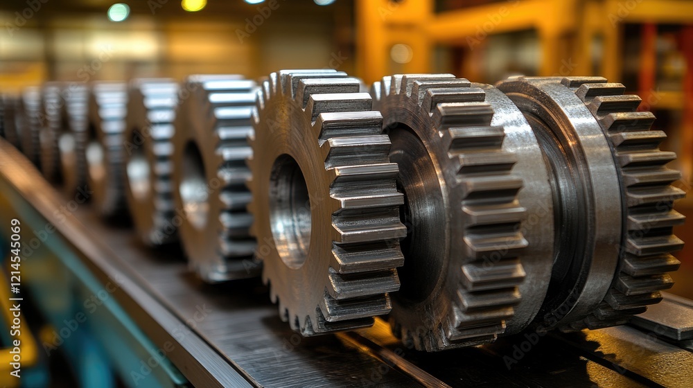 Fototapeta premium Factory Gears Conveyor Precision Manufacturing Industry