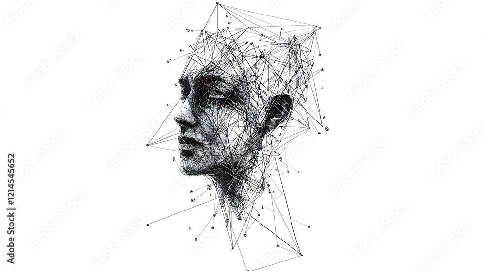Abstract Digital Human Head Profile Abstract Digital Human Head Profile