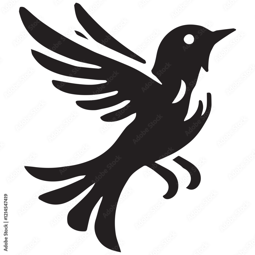 Fototapeta premium Silhouette of a bird on white background
