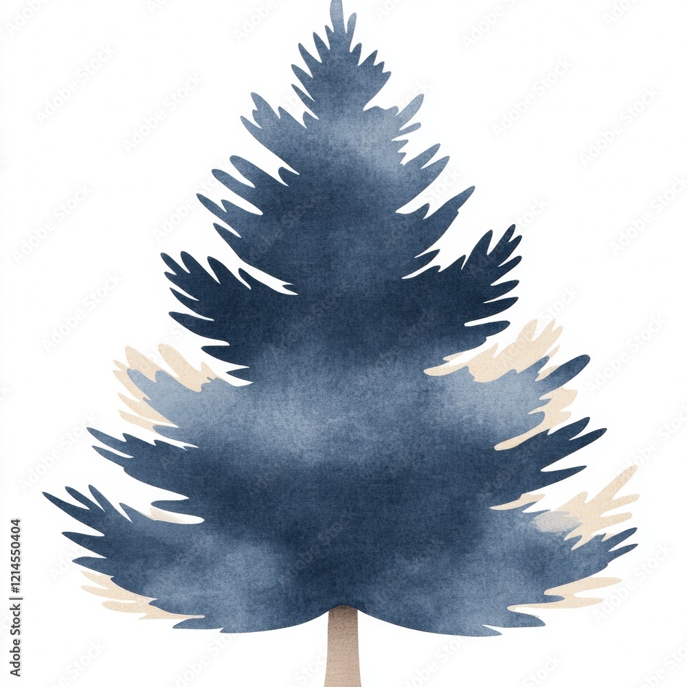 Obraz premium Watercolor Blue Evergreen Tree Winter Holiday Nature Illustration Design Element