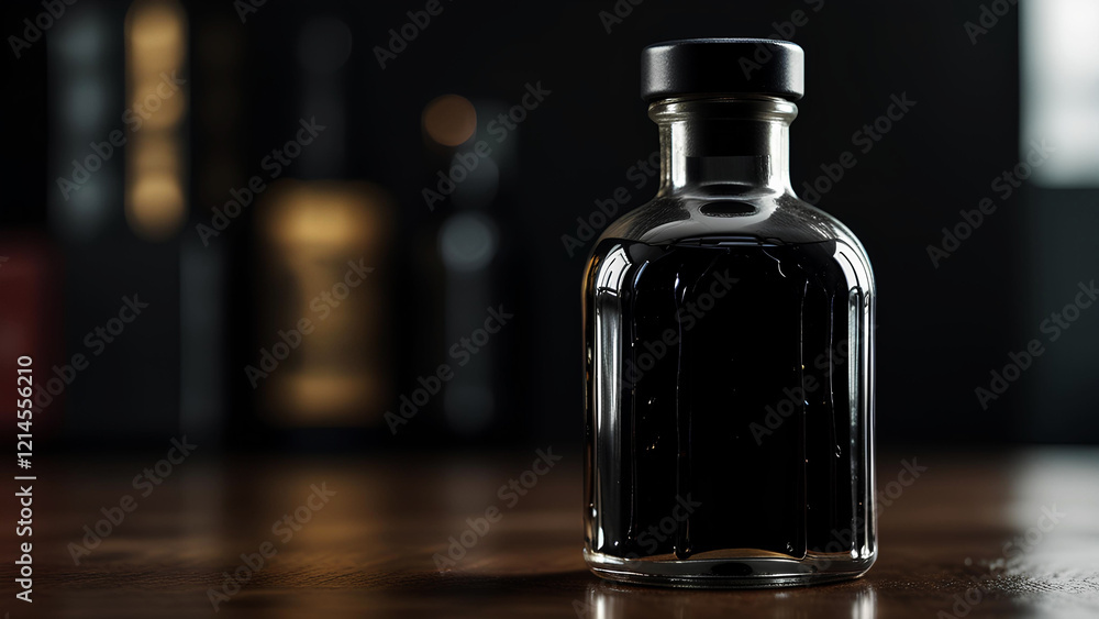 Dark Moody Tattoo Ink Bottle Close-Up, General AI Dark Moody Tattoo Ink Bottle Close-Up, General AI