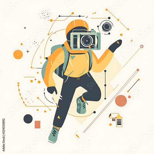 Astronaut photographer in space, abstract background, artistic, stock photo photo