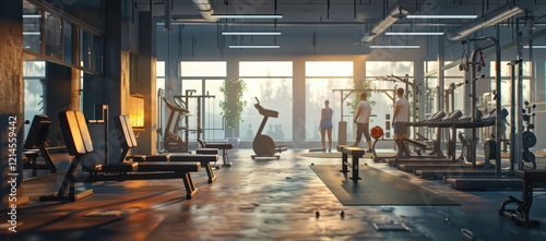 Sunrise Workout in a Modern Gym