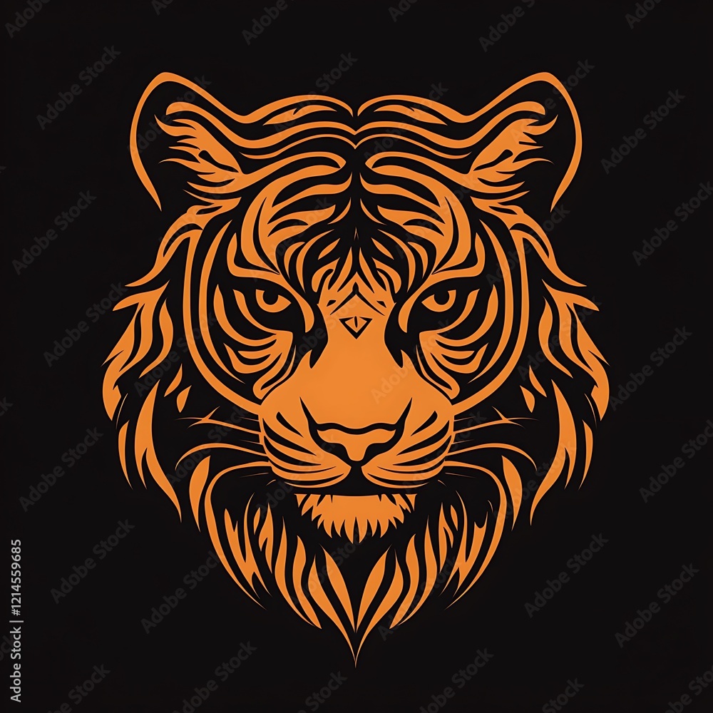 Fototapeta premium Orange Tiger Head Graphic Design, Suitable for Logo or Print