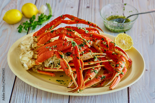 crab legs clusters smothered in garlic lemon butter