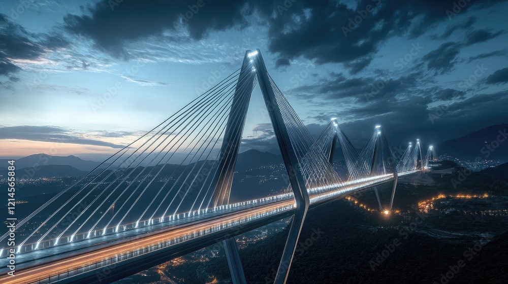 Fototapeta premium A futuristic bridge of light connecting AI innovation and ethical governance.