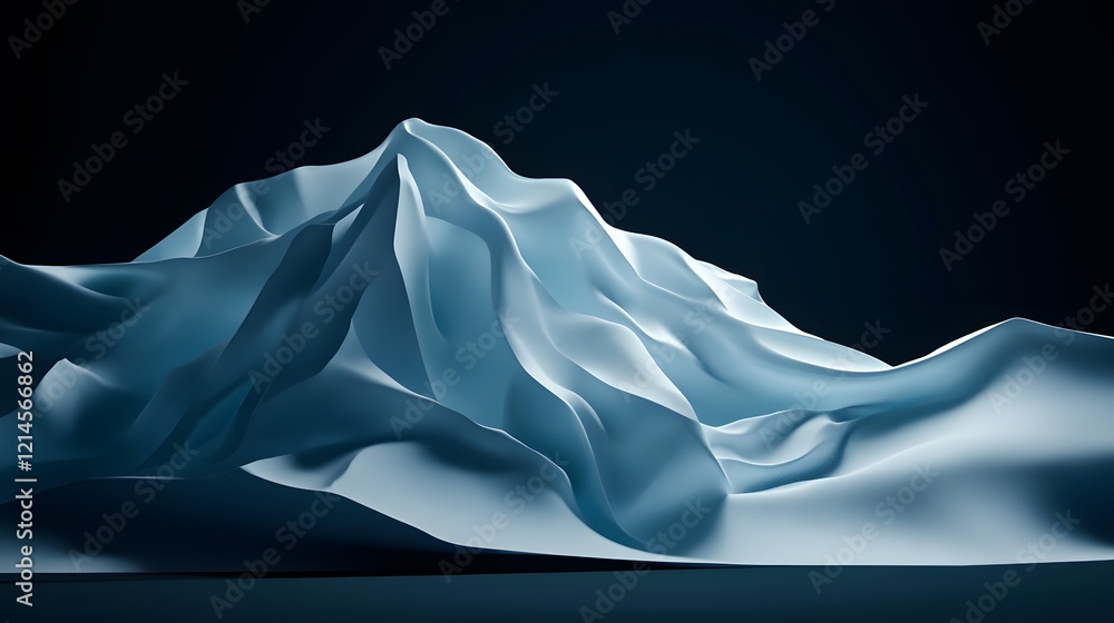 Obraz premium Abstract Blue Draped Landscape D Render Mountain Wave Fabric Texture