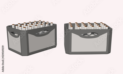 Two Beverage crates, 3d