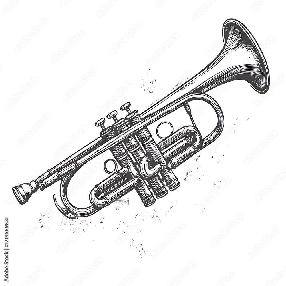 Obraz premium Vector Trumpet Illustration, Music Instrument Design, Graphic Art, Editable Image, Background, Backgrounds, Illustrations, Musical Instruments
