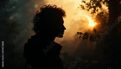 Sunset Silhouette Person Profile Nature Photography