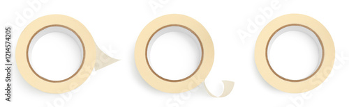 Obraz na płótnie Adhesive tape, set. Rolls isolated on white, top view