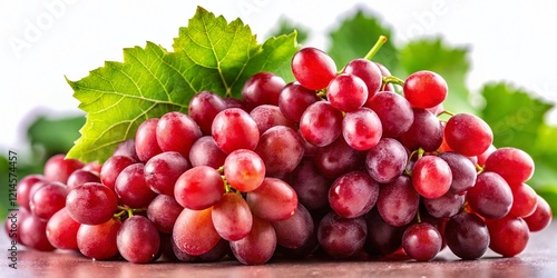 Red Grape Bunch Side View, High-Resolution Stock Photo, Clean White Background, Fruit Detail, Texture