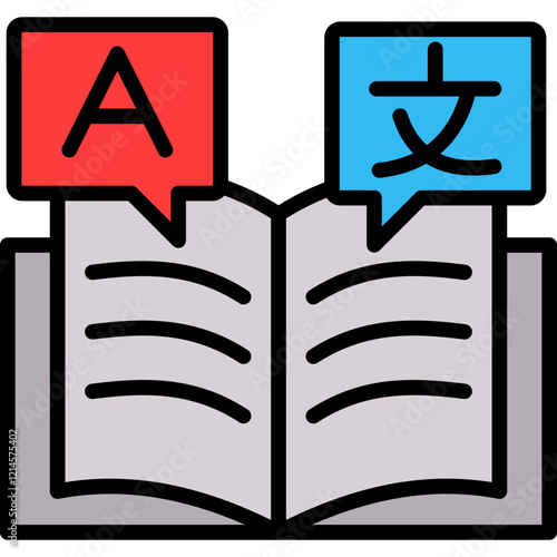 Foreign Language lineal color icon