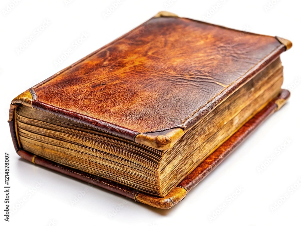 Obraz premium Antique Book, Isolated, White Background, Detailed Texture, Vintage Literature