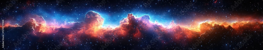 Obraz premium Cosmic Nebula with Vibrant Hues and Glowing Starscapes