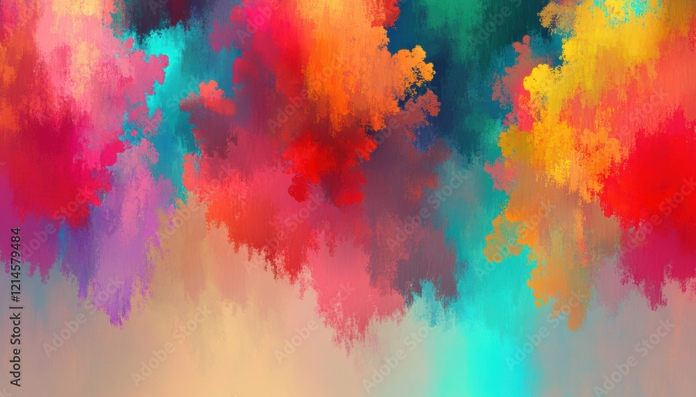 Fototapeta premium abstract background of water color splash, pastel color, green red orange yellow tone. draw on rough paper