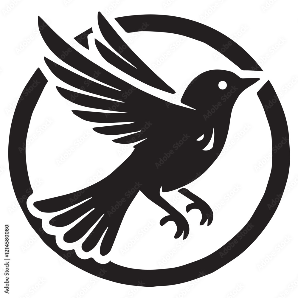 Fototapeta premium Silhouette of a bird on white background