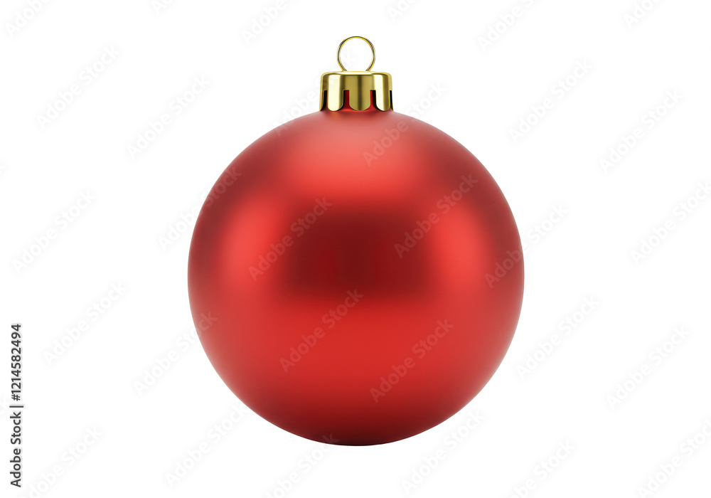 Red Christmas ball ornament with a metallic top cap, isolated on white background Red Christmas ball ornament with a metallic top cap, isolated on white background