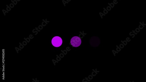 Animation loading bar 3 dots looping progress icon on black background Loading is indicated by a dot