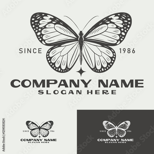 Logo Butterfly Vintage Luxury Logo for Spa, Beauty, Farm, Natural photo