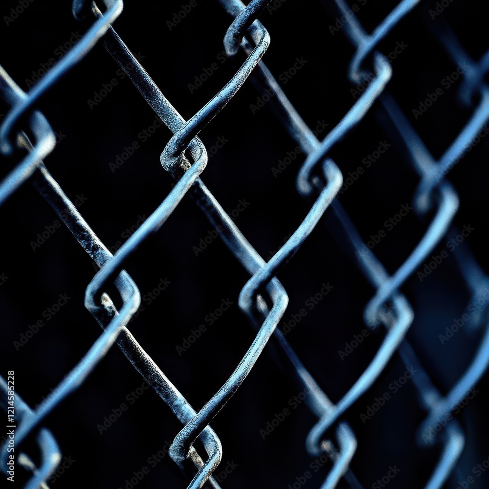 Fototapeta premium Close-up of a Frosty Chain Link Fence on a Cold Winter Morning