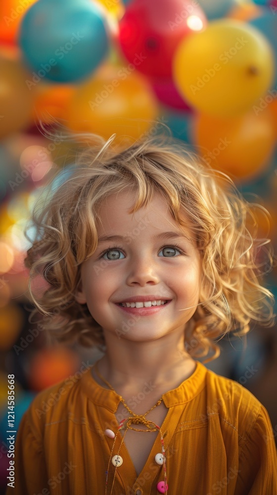 Blond haired child with blue eyes and blonde hair smiling at camera, portrait Blond haired child with blue eyes and blonde hair smiling at camera, portrait