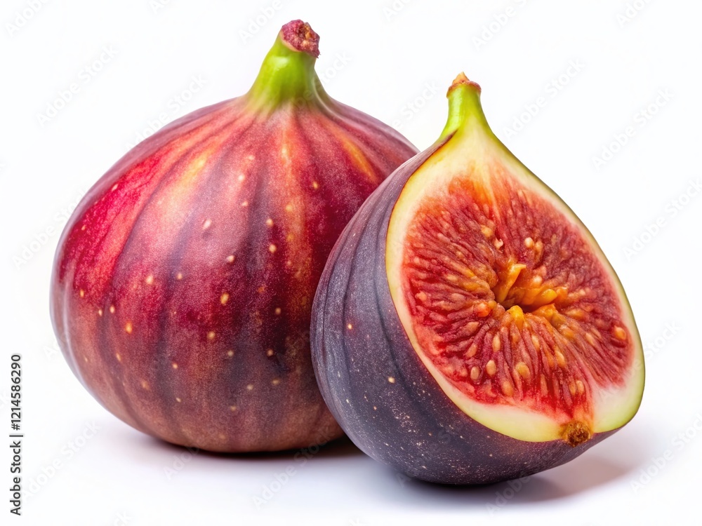 Ripe Fig Isolated on White Background - Perfect for Culinary & Photography Use Ripe Fig Isolated on White Background - Perfect for Culinary & Photography Use