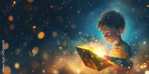 Boy Opening a Magical Gift Box