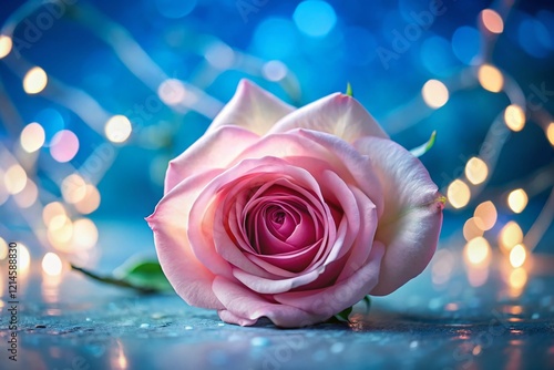 Romantic Pink Rose Valentine's Day Birthday Wedding Close-up Top View